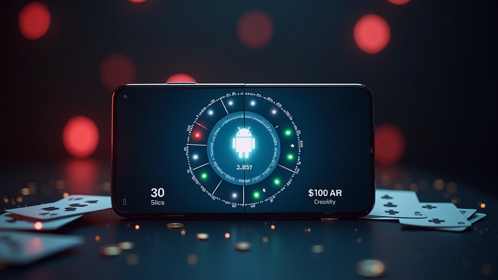 Android und iPhone mit mobilen Download-Hinweisen vor Casino-Hintergrund