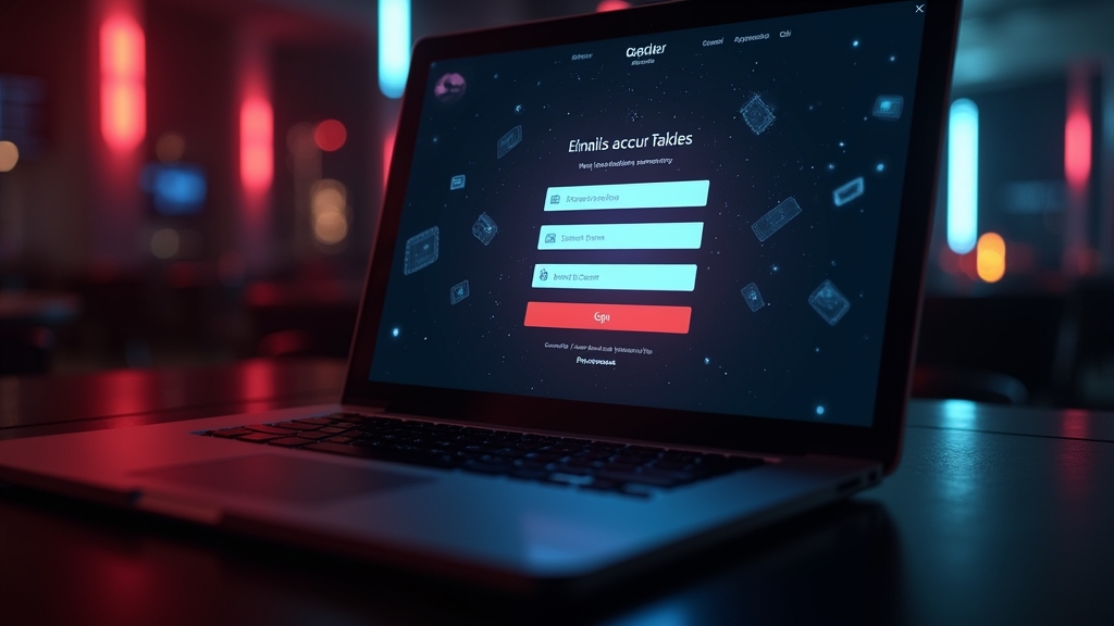 Browser-Login mit E-Mail- und Passwortfeldern in düsterer Casino-Atmosphäre